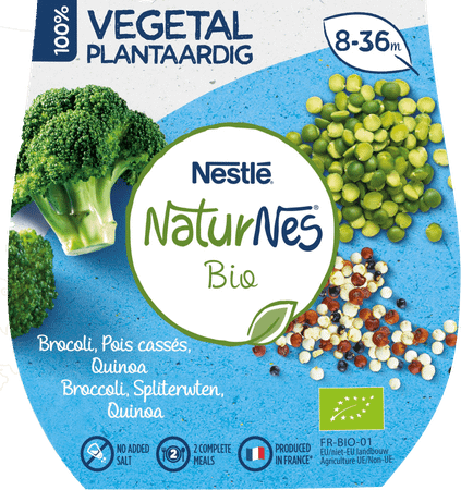 Naturnes Plantaardig Broc. Spliterwt.Quinoa 2X190G  -  Nestle