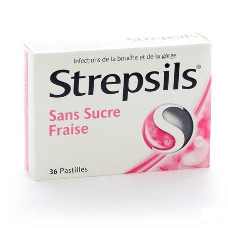 Strepsils Sans Sucre Fraise Pastille 36