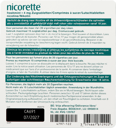 Nicorette Freshmint 4Mg Zuigtabl Z/Suiker 80