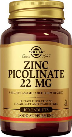 Solgar Zink Picolinaat Tabletten 100x22 mg  -  Solgar Vitamins